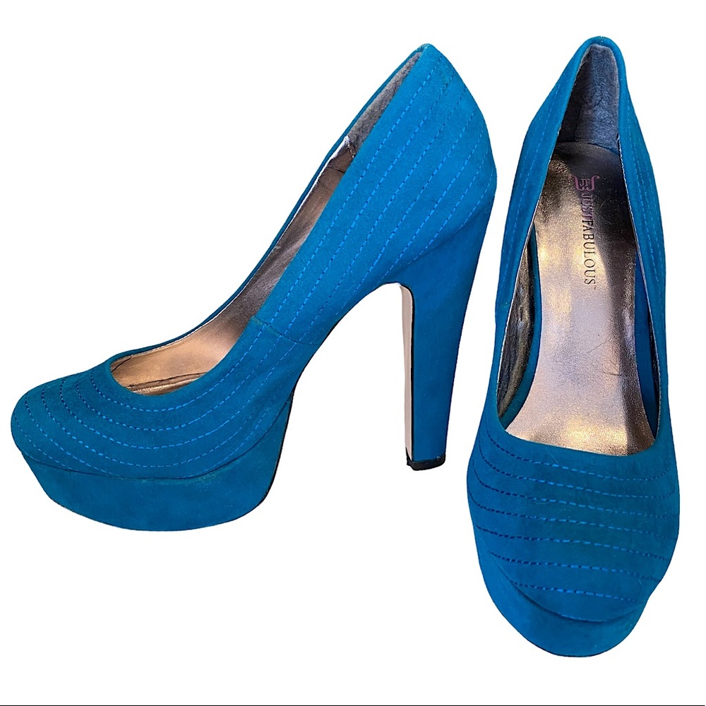 JUSTFAB  | TEAL BLUE HIGH HEEL PUMPS  SZ 7.5